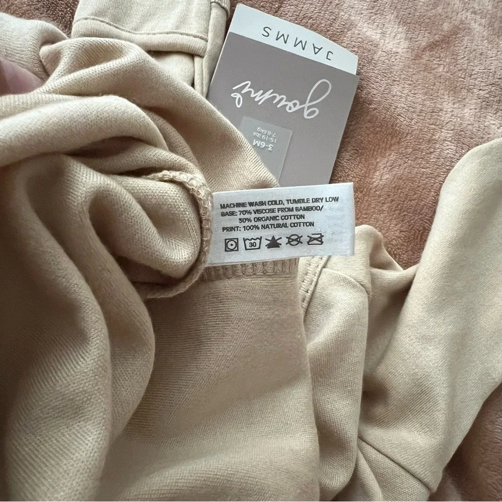 Goumi Jamms Baby Gown 3-6M Tan Bamboo Organic Cotton Snap Front Sleeper NWT